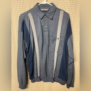 David Taylor Blue and Gray Striped Polo